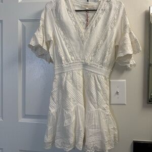 NWT Stunning LoveShackFancy Bright White Calamina Lace Mini Dress XS